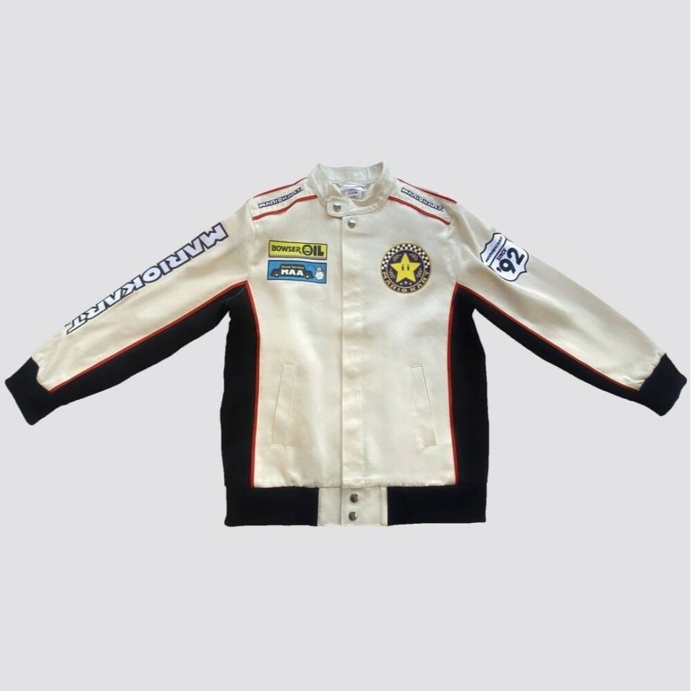 Adult Mario Kart Off White Canvas Racing Jacket | Adult Small | NEW